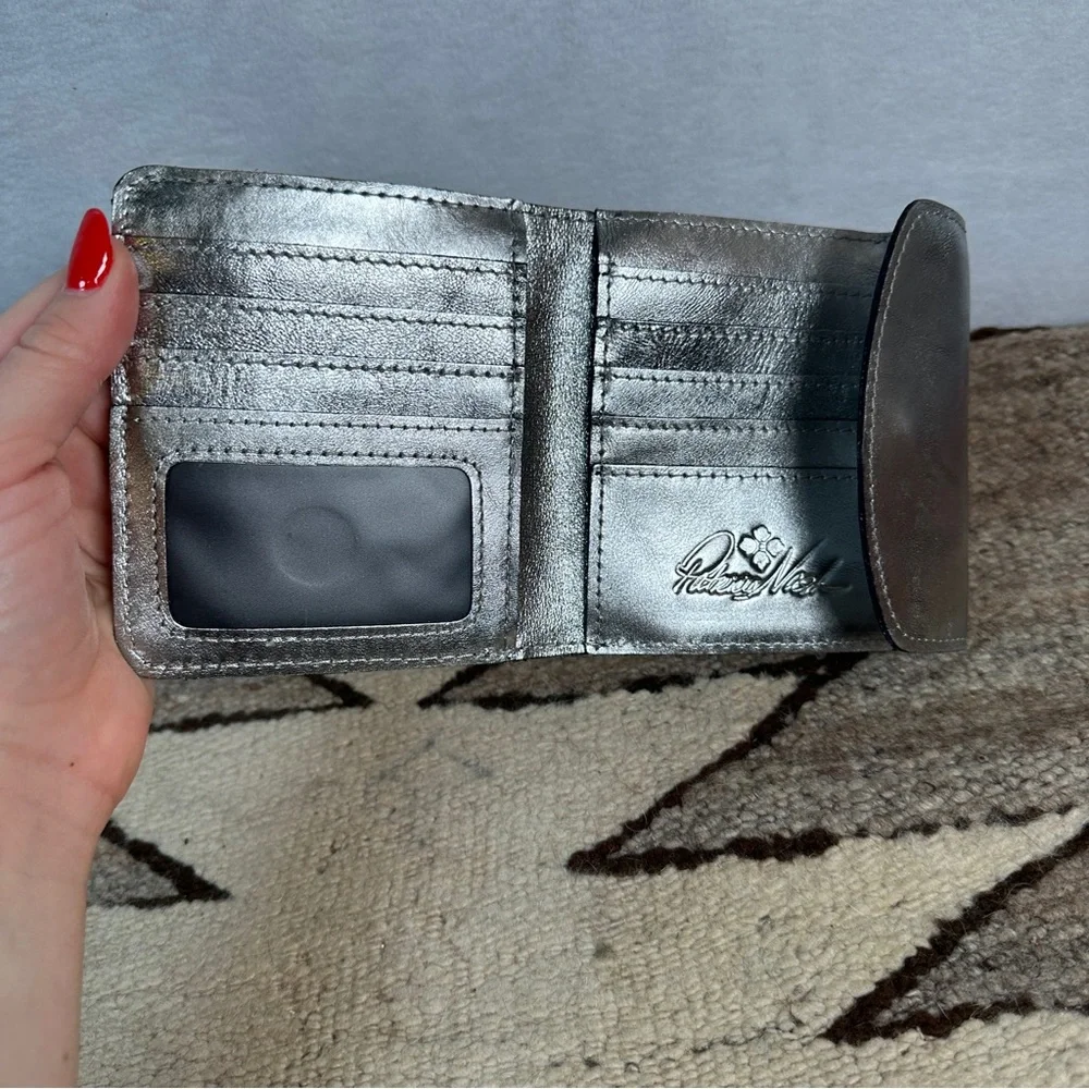 Patricia Nash Antique Platinum silver wallet leather fold metallic‎